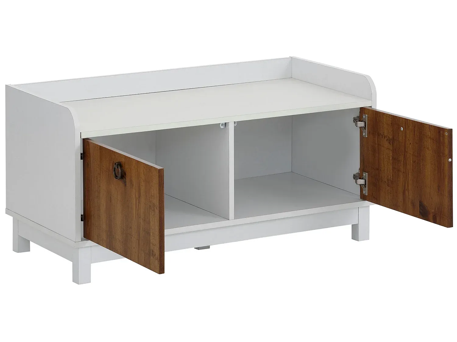 Moderne Sitzbank mit Stauraum in Weiß und Eiche