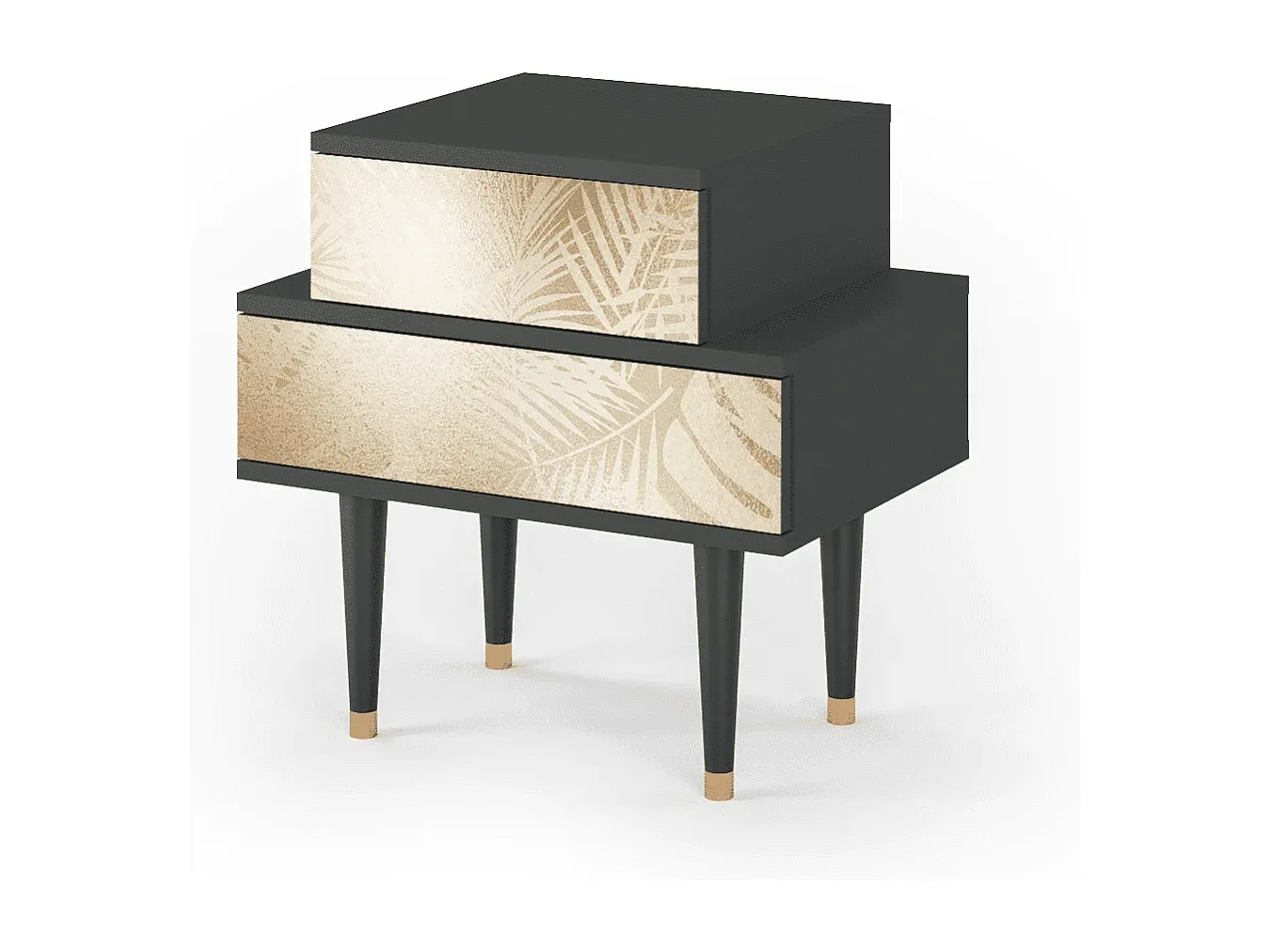 Moderner Nachttisch in Anthrazit, Kompaktgröße