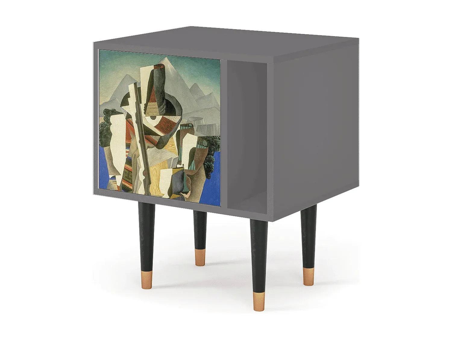 Moderner Nachttisch in Grau mit Stauraum