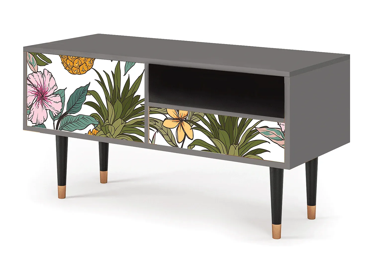 Fernsehtisch in Grau mit Stauraum