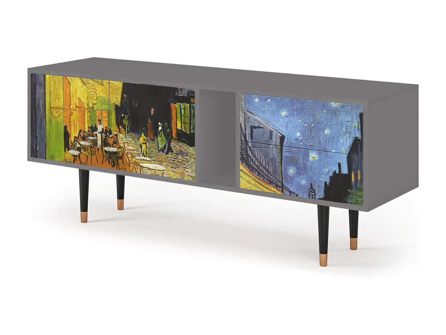 Moderner TV-Schrank in Grau mit Kunstmotiv