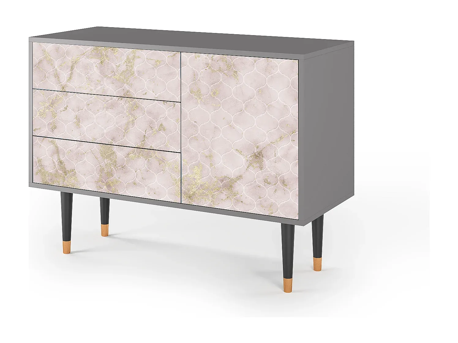 Moderner Sideboard mit Blumendekor, Grau