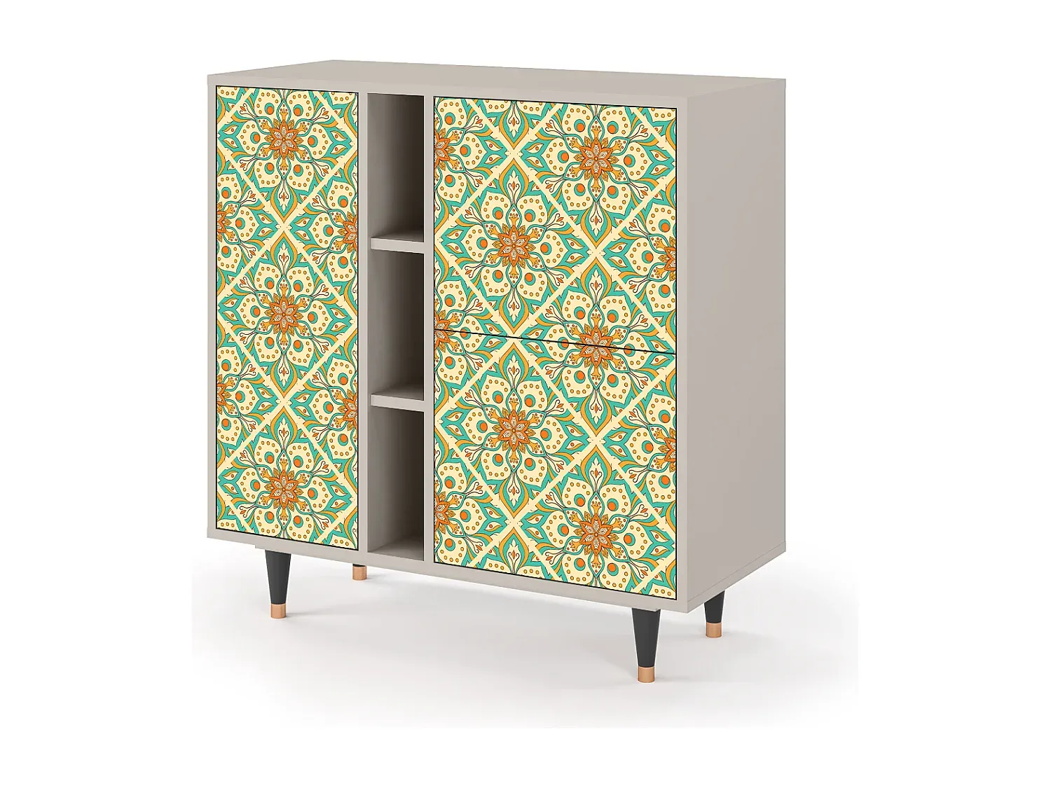 Moderner Sideboard mit Blumendesign, Sandfarben