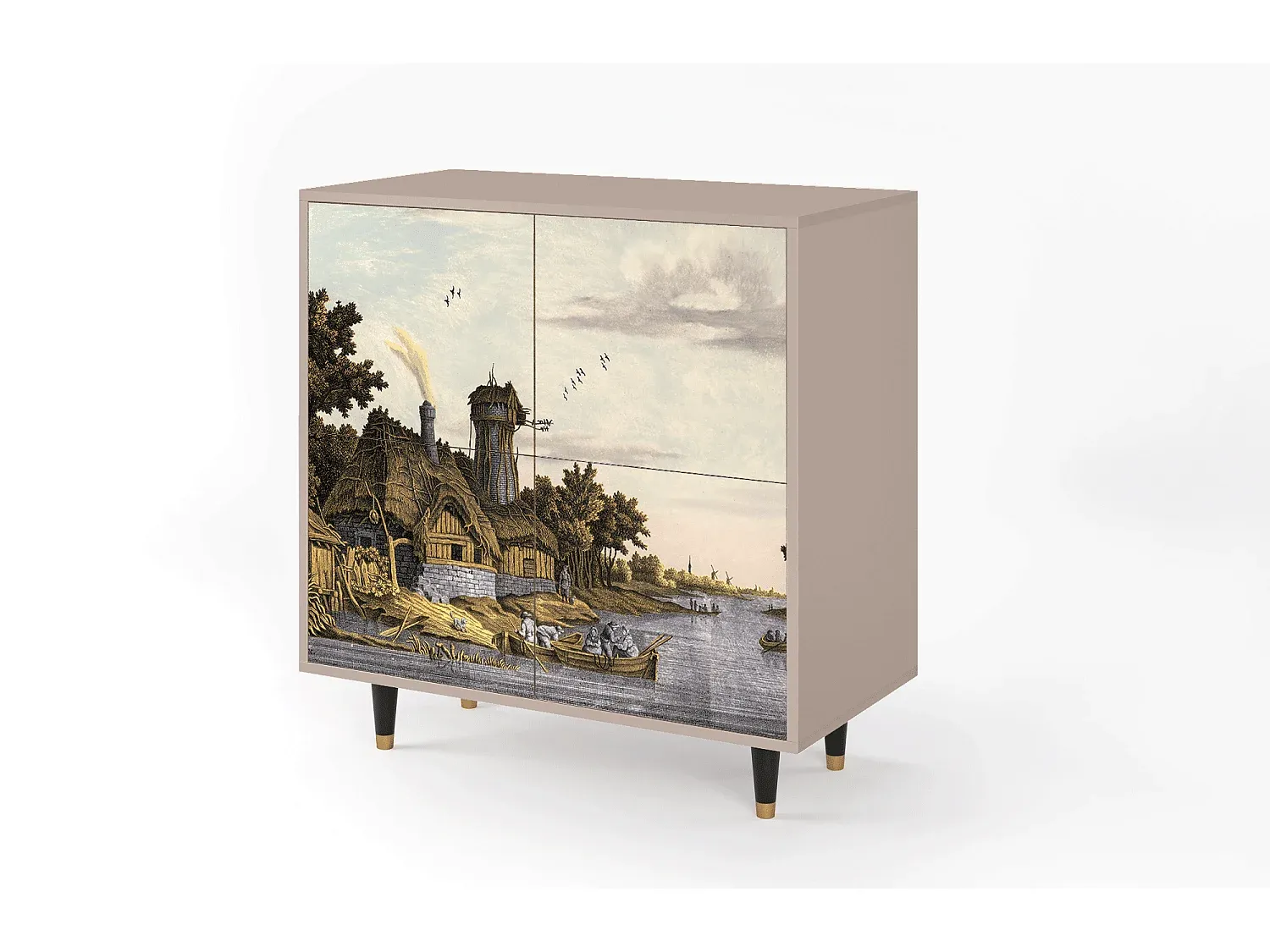 Moderner Sideboard in Holzoptik, 94x96x48 cm