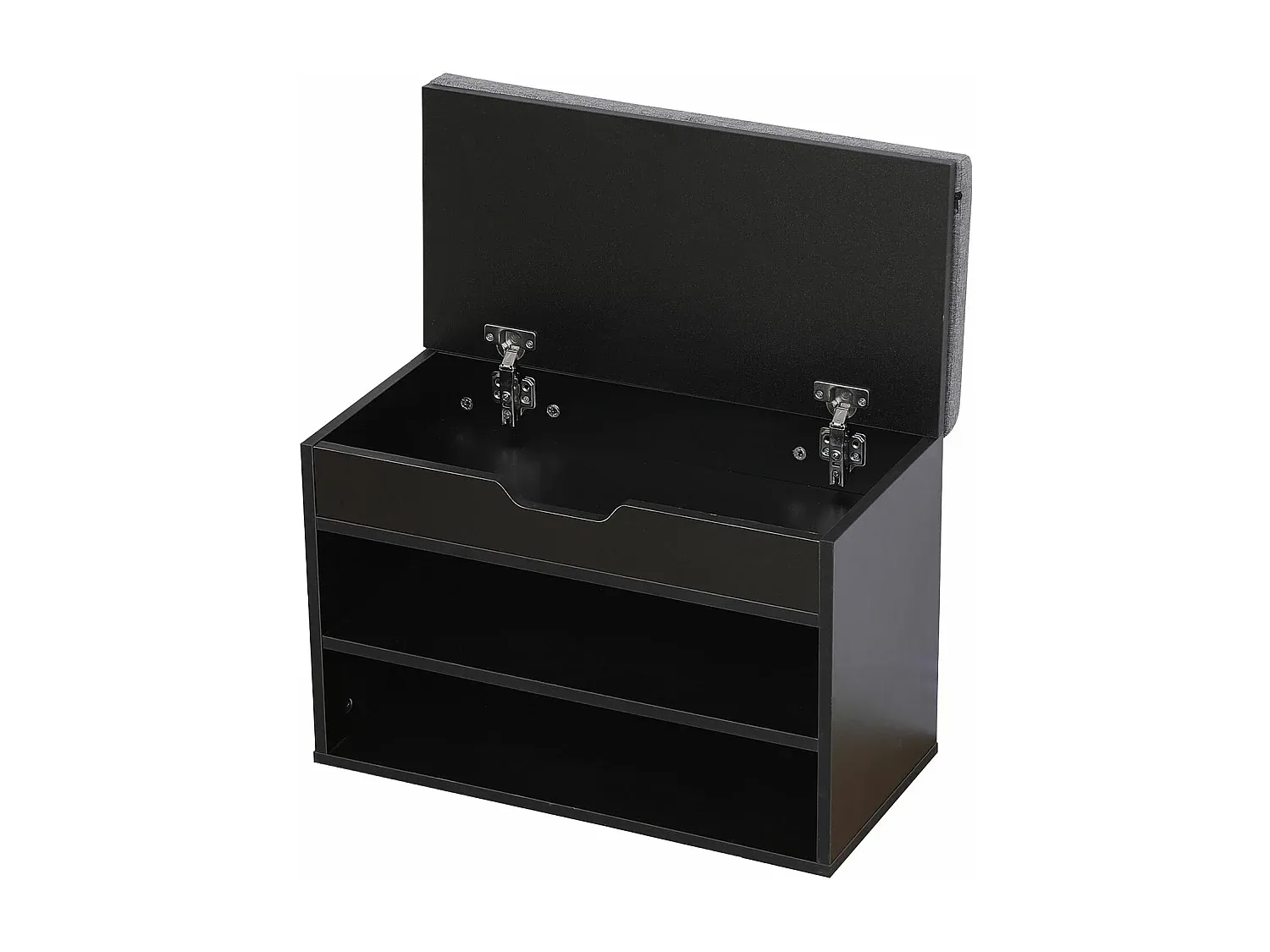 Schuhschrank mit zwei Fächern und Stauraum in Schwarz