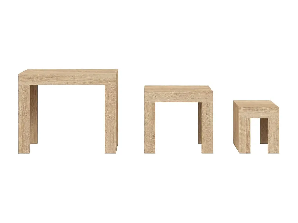 Dreiteiliges Satztisch-Set im Sonoma-Eiche-Look