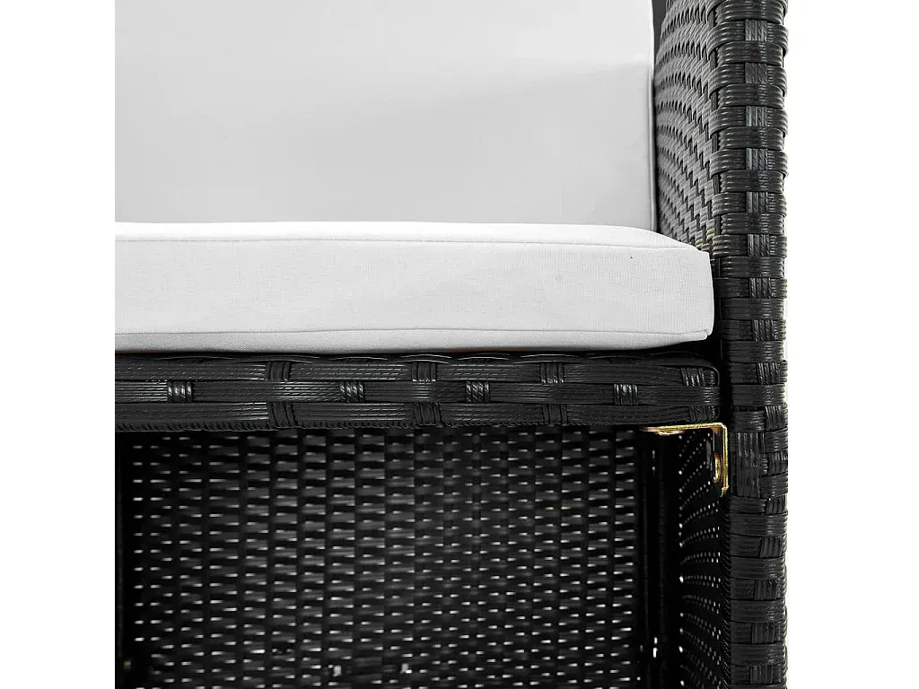 Garten-Essgruppe mit Kissen aus schwarzem Rattan, 9-teilig