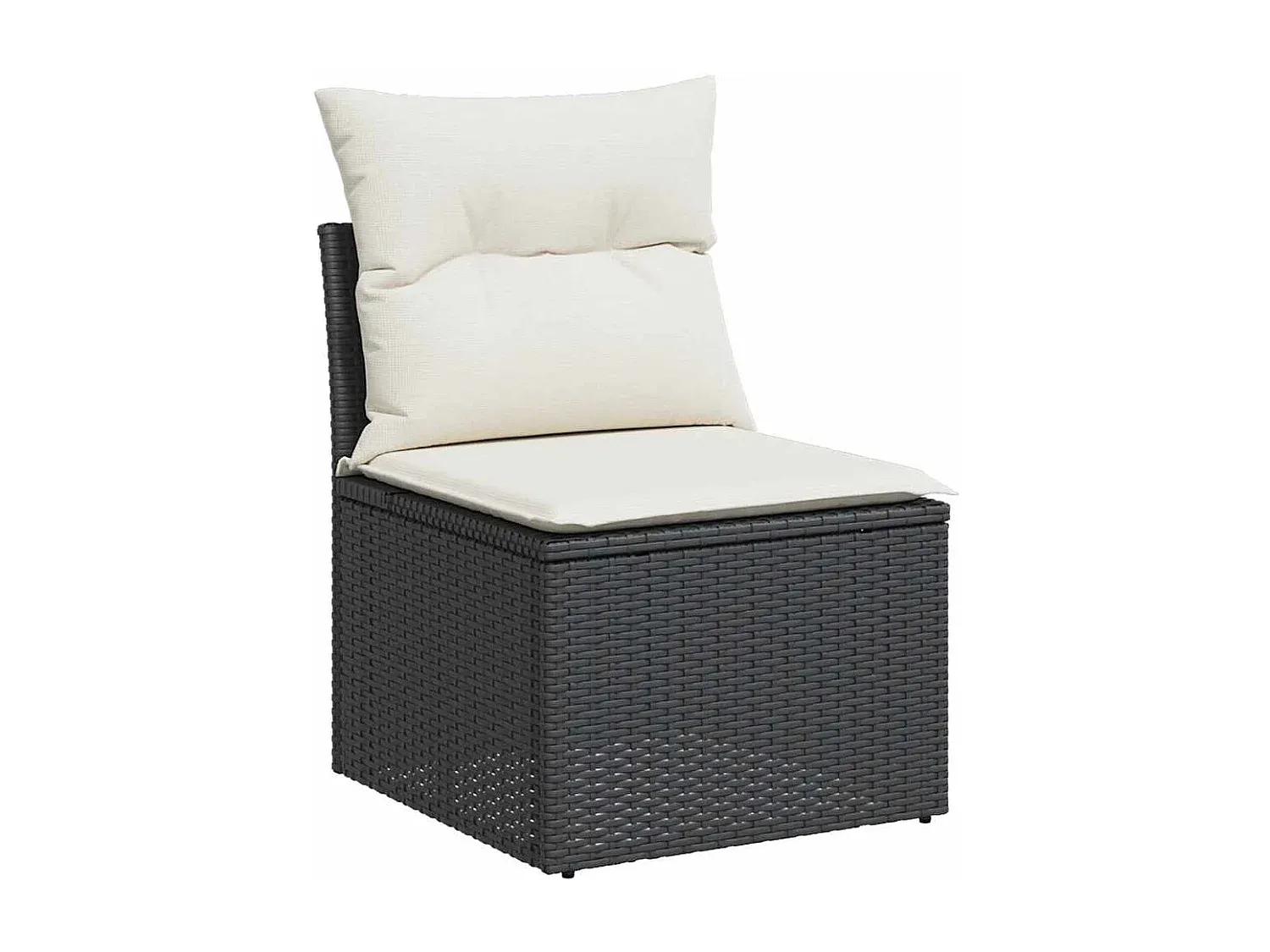 Garten-Lounge-Set mit Kissen Schwarz aus Poly-Rattan und Akazienholz