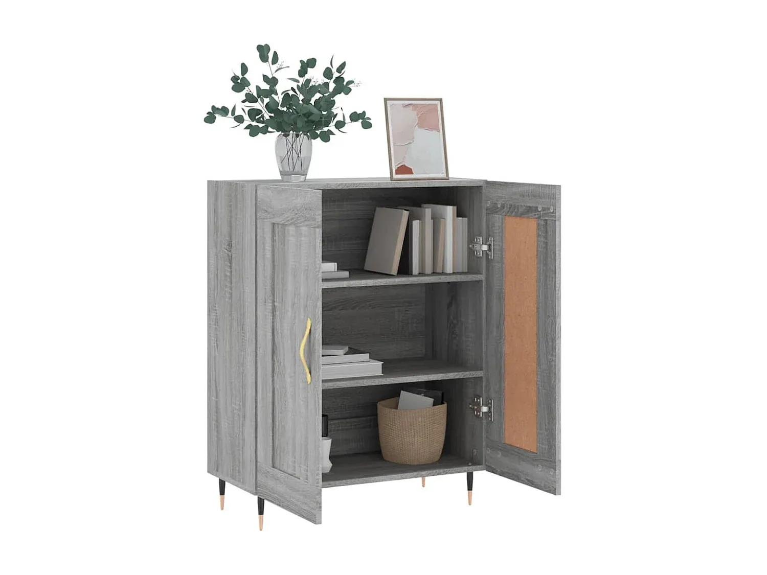 Moderner Sideboard in Grau, 70x35x90 cm, Holzoptik