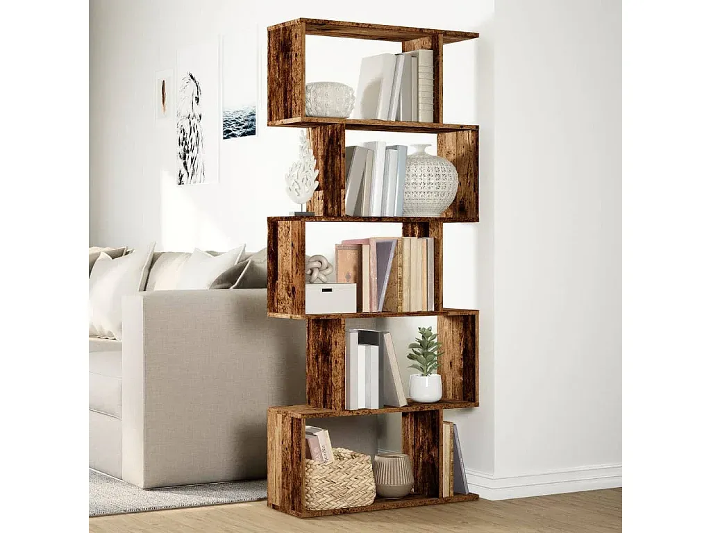 Bücherregal mit 5 Ebenen in Vintage-Holzoptik