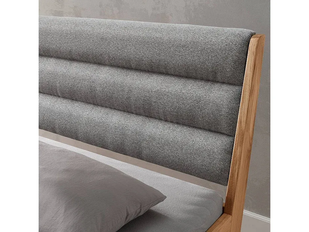 Elegantes Einzelbett aus Wildeiche, 90 cm mit Kopfteil