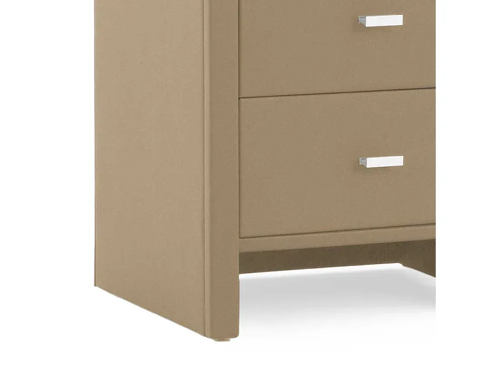 Beiger Nachttisch aus Kunstleder mit zwei Schubladen