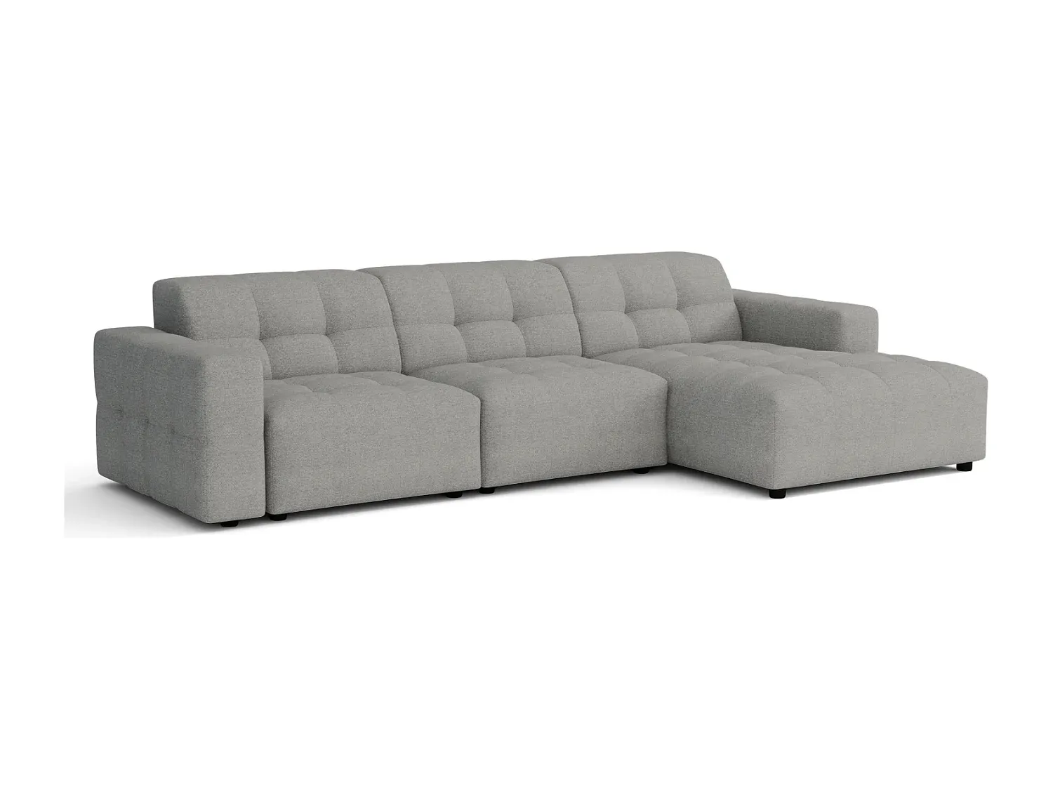 Großes Ecksofa mit grauem Stoffbezug, 284x166x70 cm