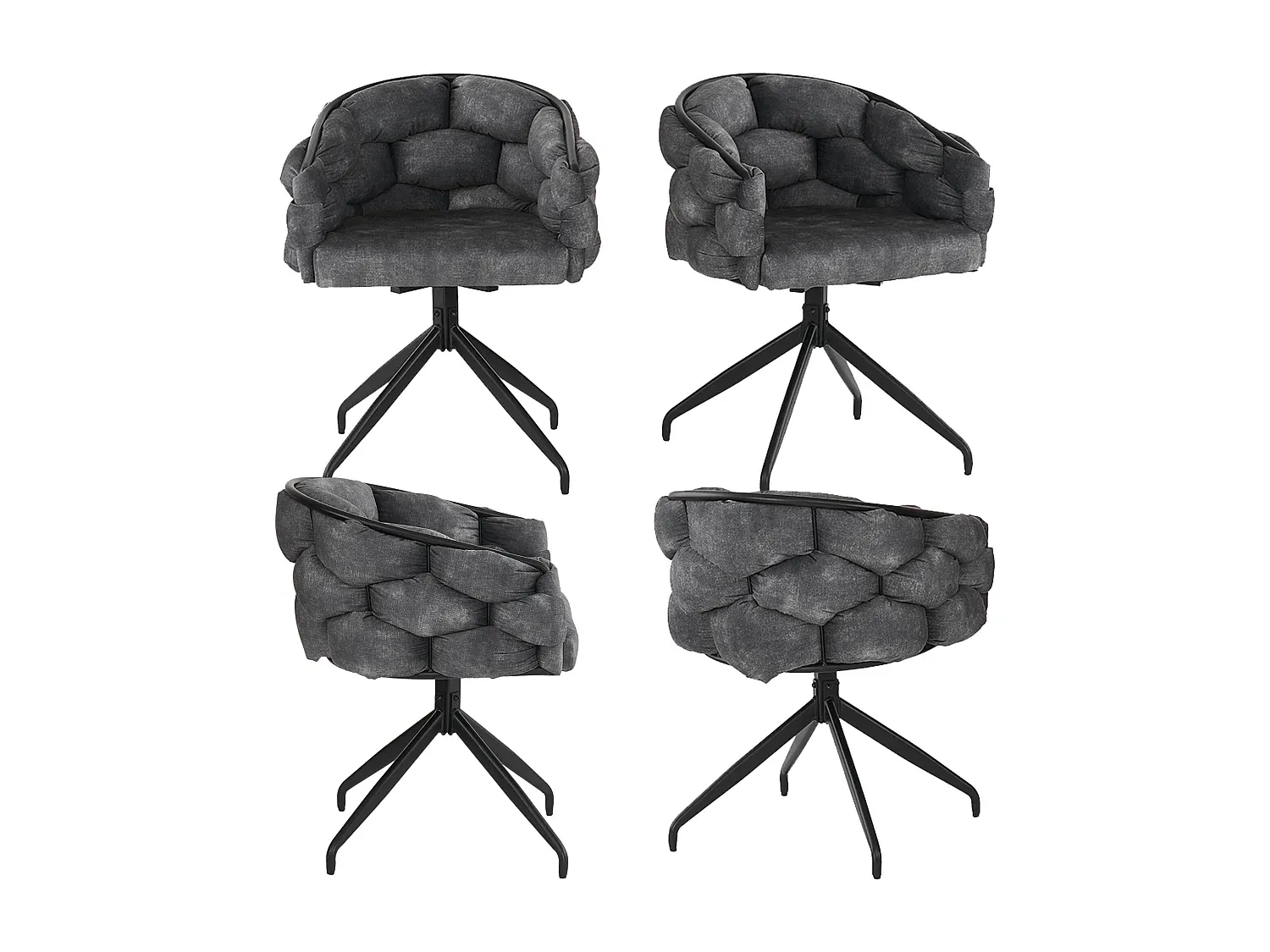 Vierteiliges Set Drehbare Esszimmerstühle in Grau