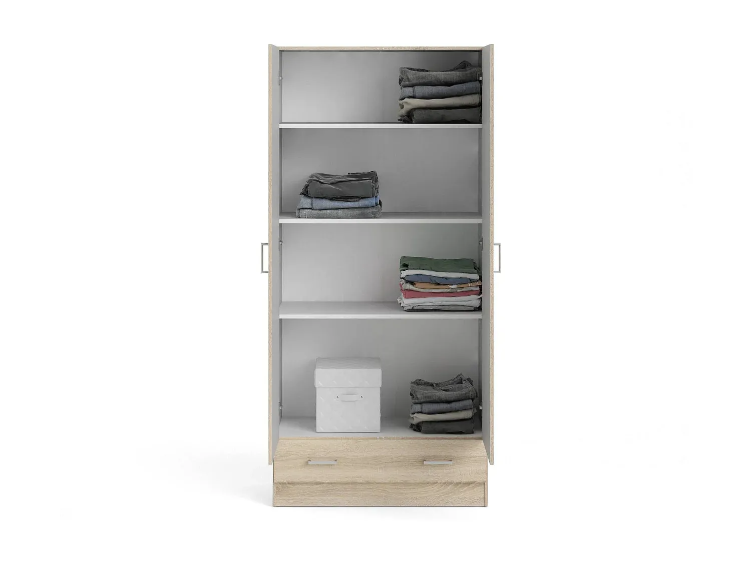 Zweitüriger Kleiderschrank mit Schublade in Eiche, 79 x 35 x 171 cm