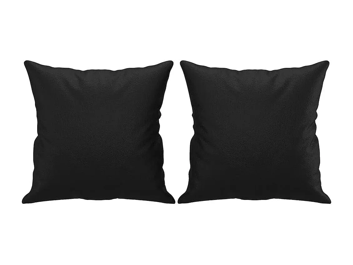 Schwarzes 2-Sitzer-Kunstledersofa mit Zierkissen