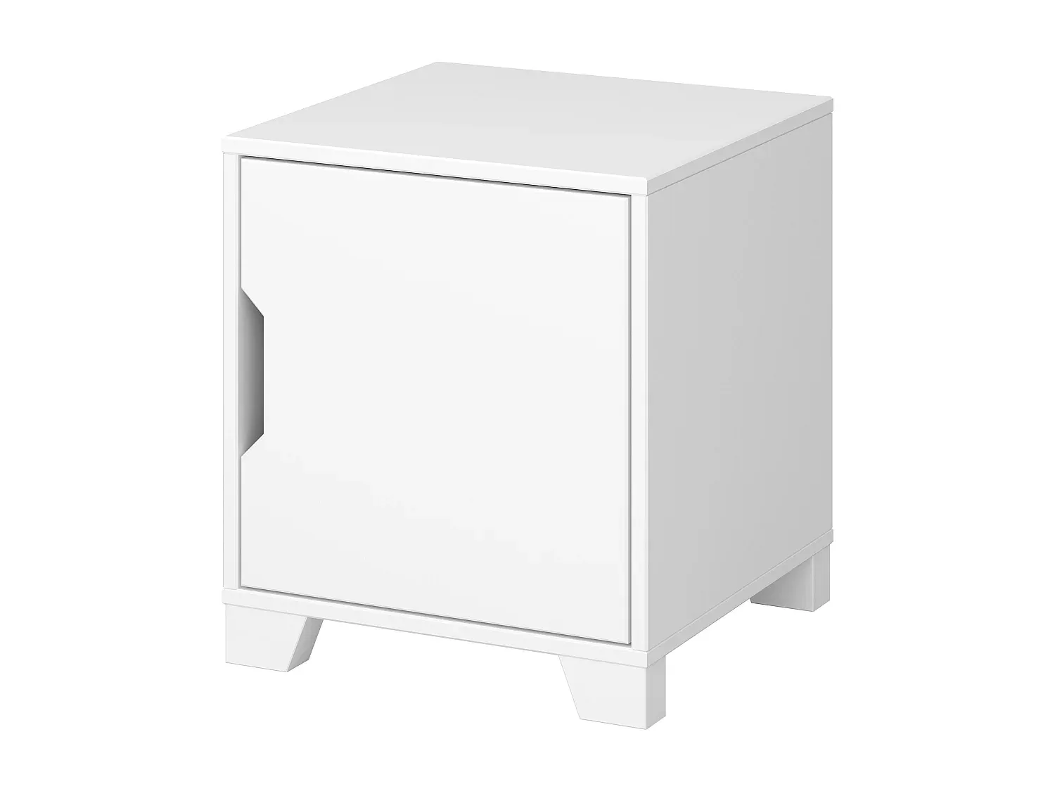 Moderner Nachttisch mit Tür und Stauraum, Weiß