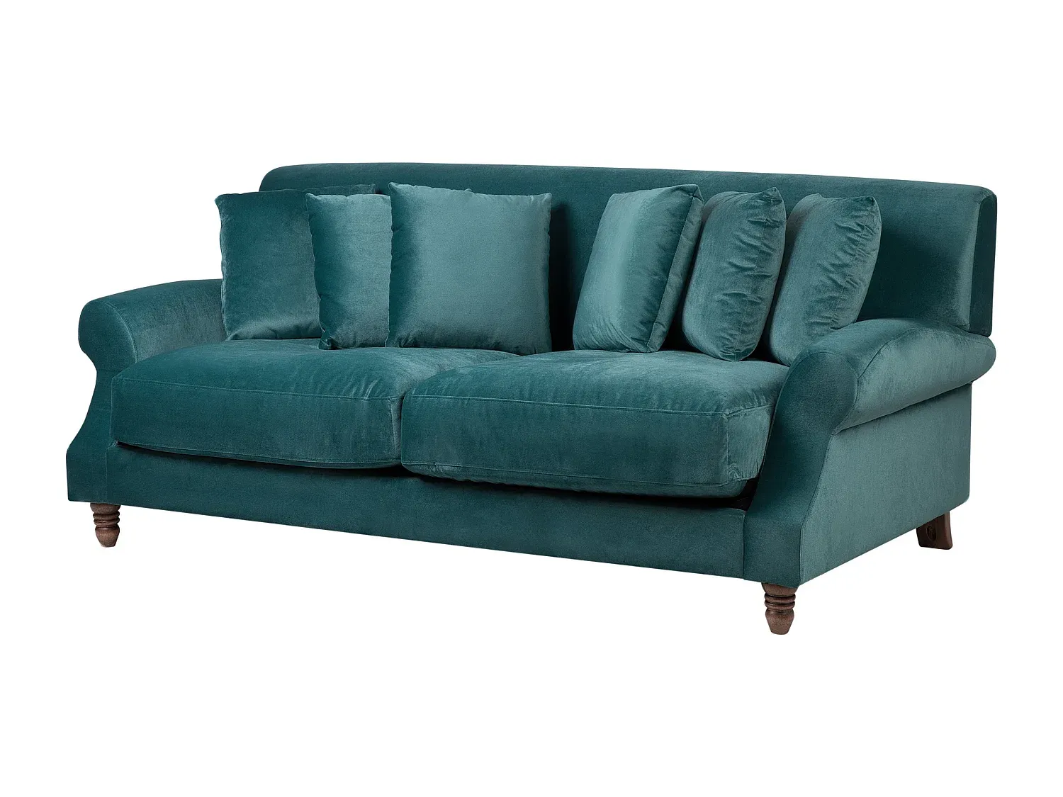 Stilvolles Samtsofa in Blaugrün, 3-sitzig