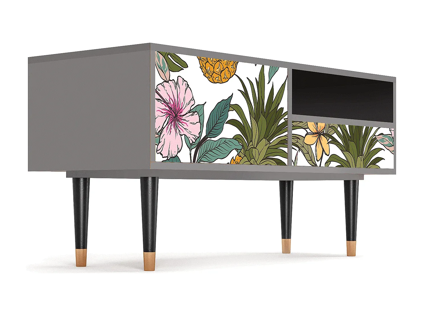 Fernsehtisch in Grau mit Stauraum