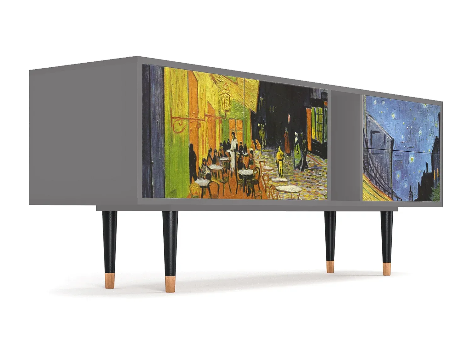 Moderner TV-Schrank in Grau mit Kunstmotiv