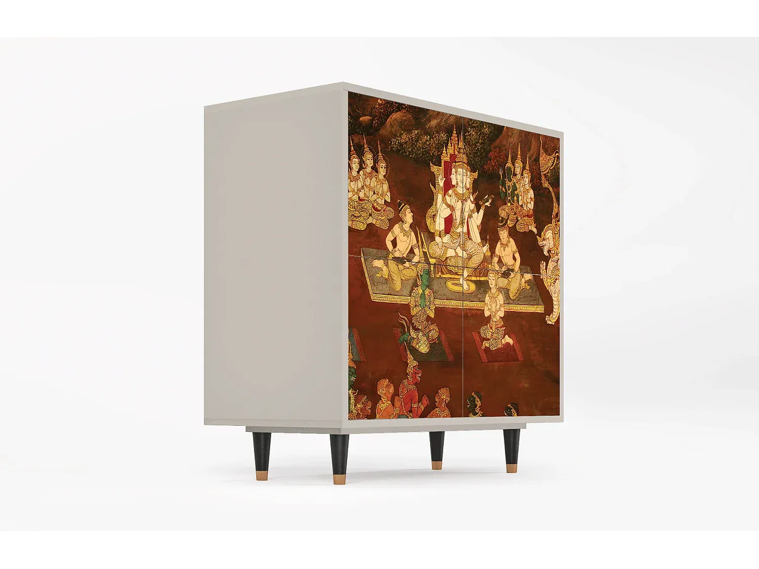 Moderner Sideboard mit Stauraum, Sandfarben, 94x96x48 cm