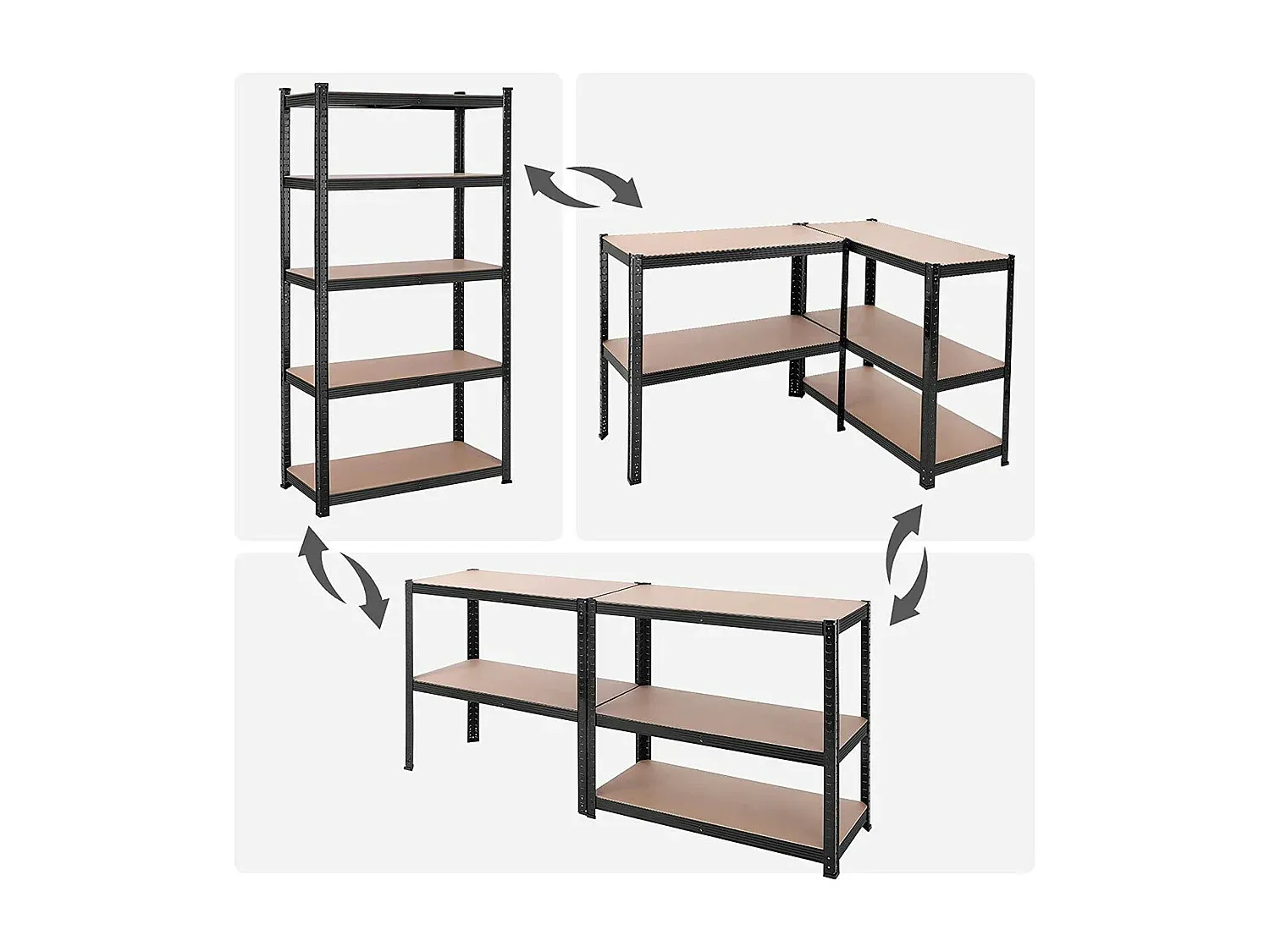 Stabiles Lagerregal mit 5 verstellbaren Böden - Höhe 200 cm