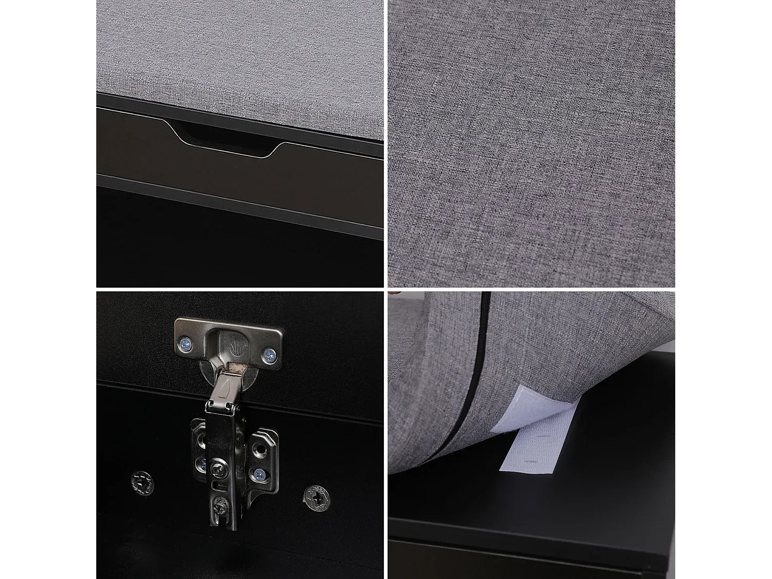 Schuhschrank mit zwei Fächern und Stauraum in Schwarz