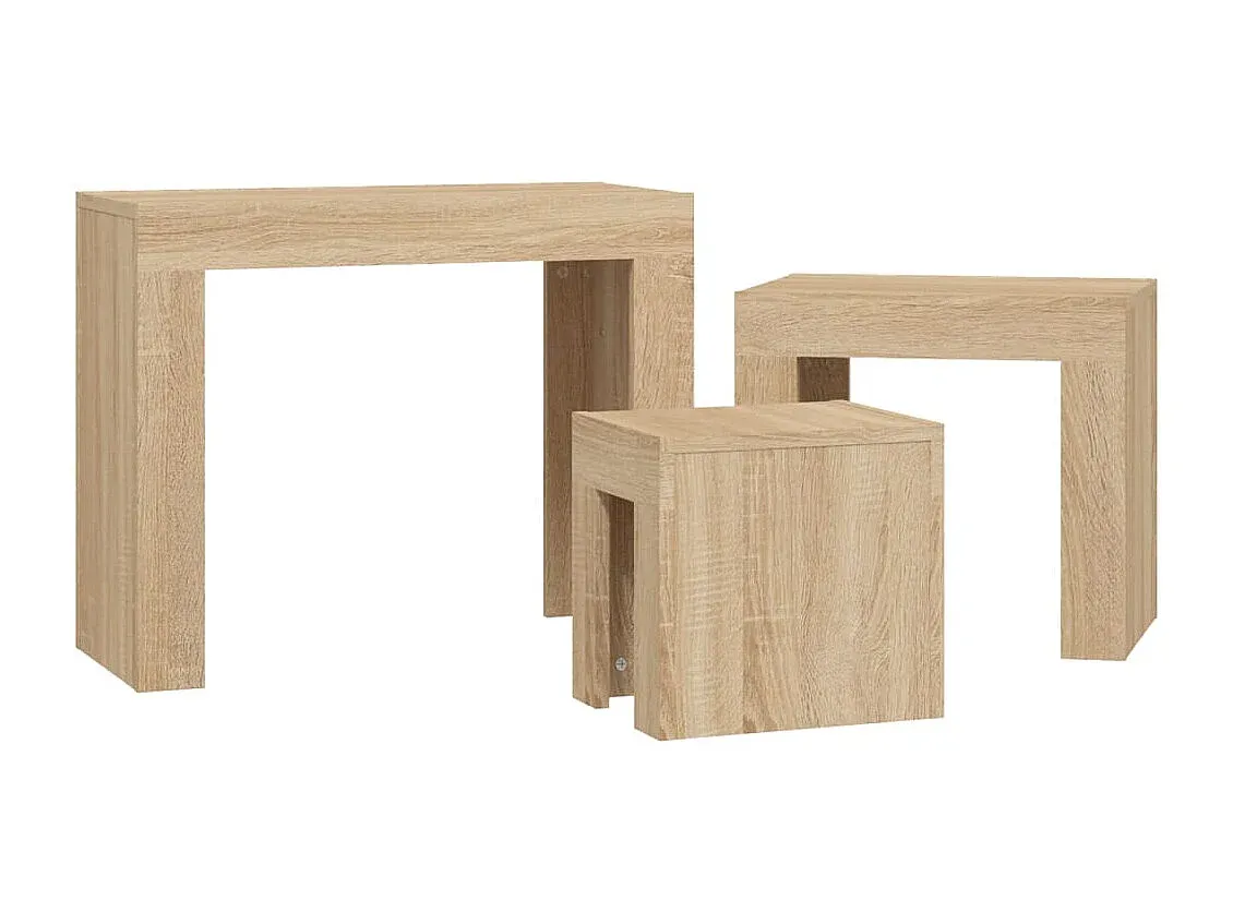 Dreiteiliges Satztisch-Set im Sonoma-Eiche-Look