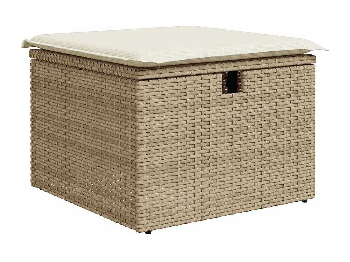 Moderne Gartenlounge aus Poly Rattan mit Kissen, Beige