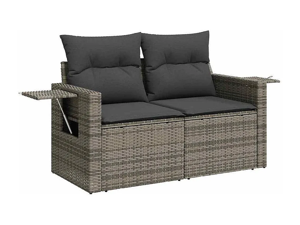 9-teilige Outdoor-Sofa-Set mit Kissen in Grau