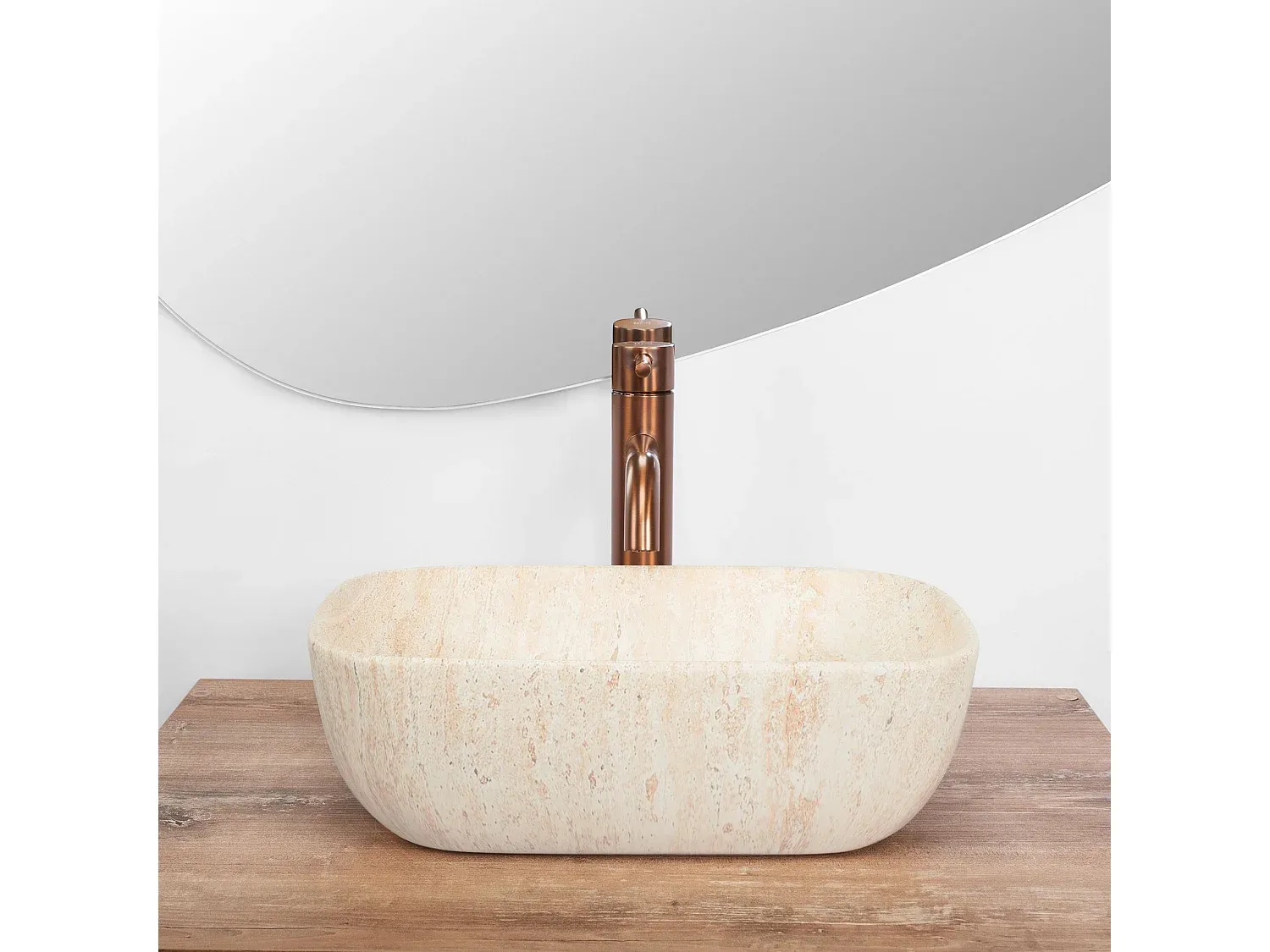 Kompaktes Becken für Badezimmer, Beige