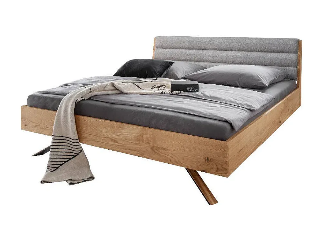 Elegantes Einzelbett aus Wildeiche, 90 cm mit Kopfteil