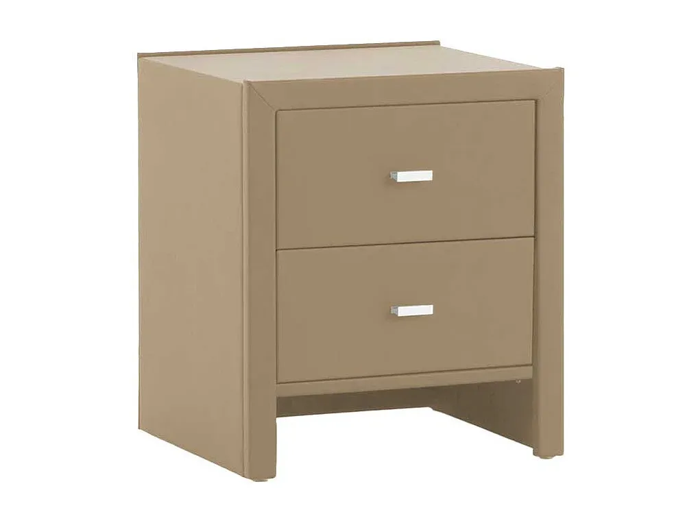Beiger Nachttisch aus Kunstleder mit zwei Schubladen