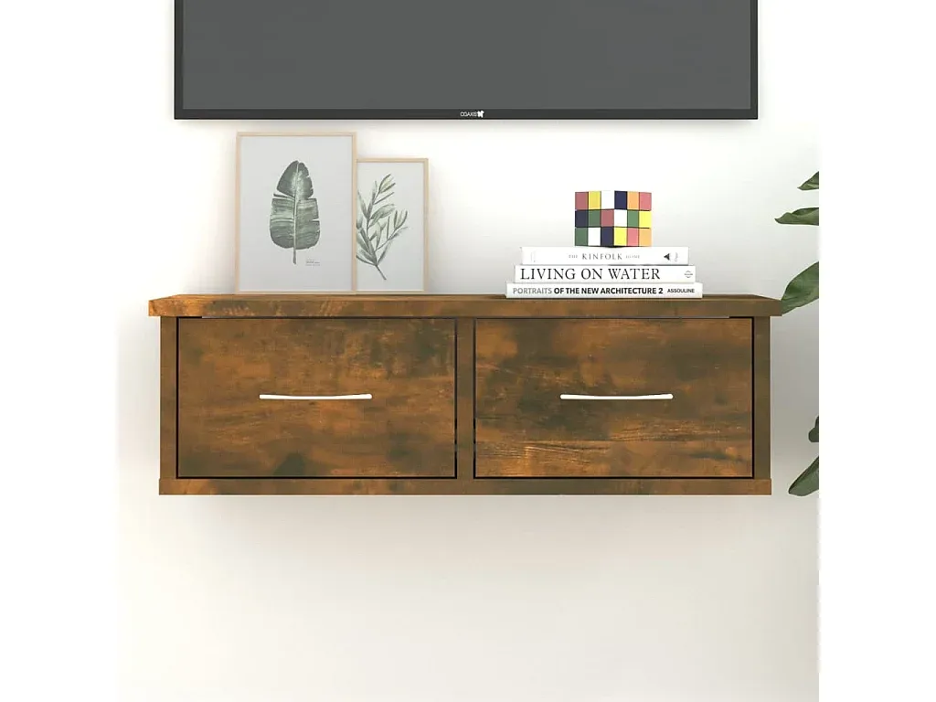 Moderner Hängeschrank in Eichenoptik, 60x26x18,5 cm