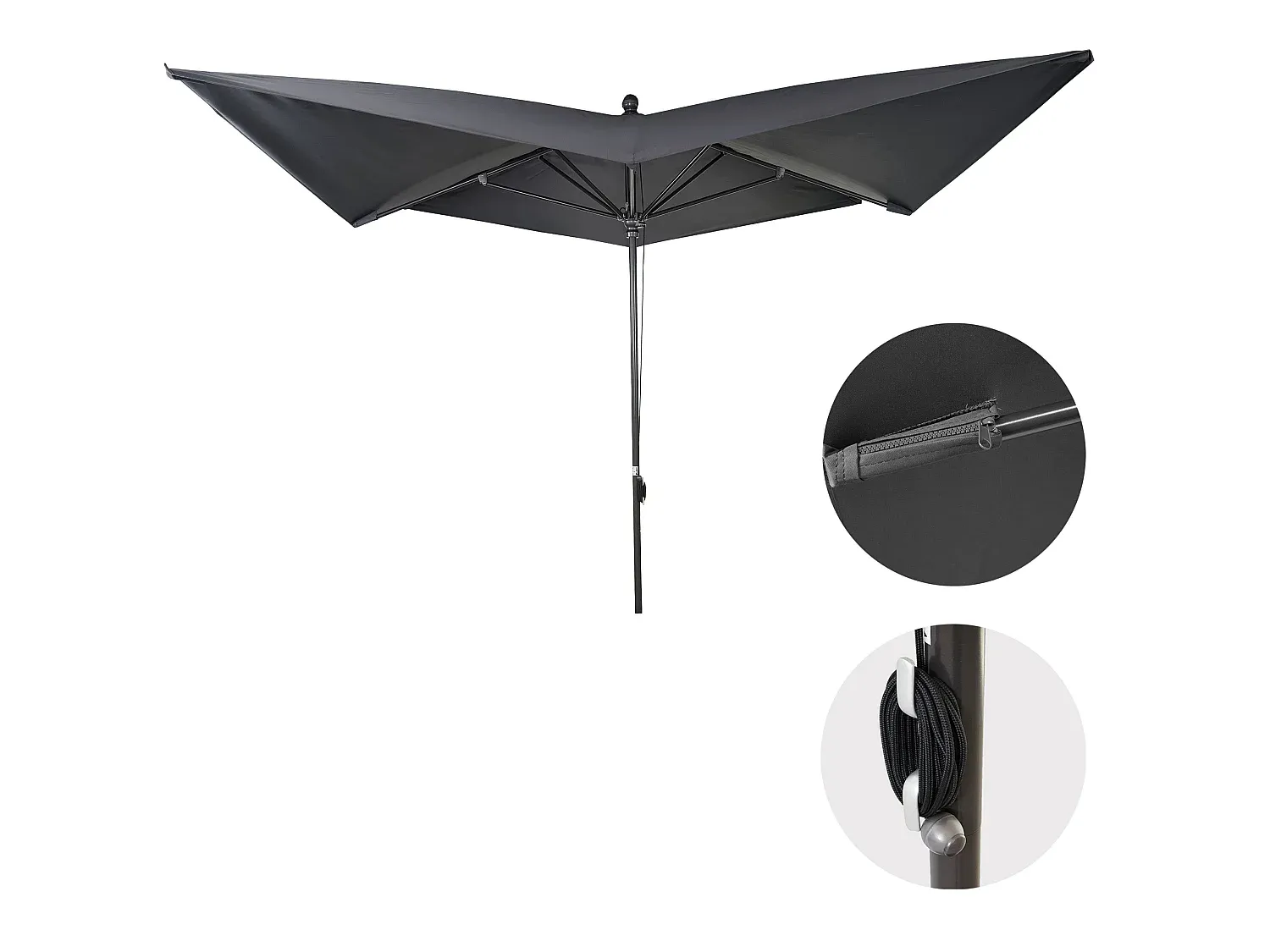 Quadratischer Sonnenschirm 3x3m in Anthrazit