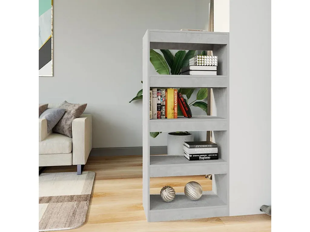 Regal Raumteiler in Betongrau 60x30x135 cm Holzwerkstoff