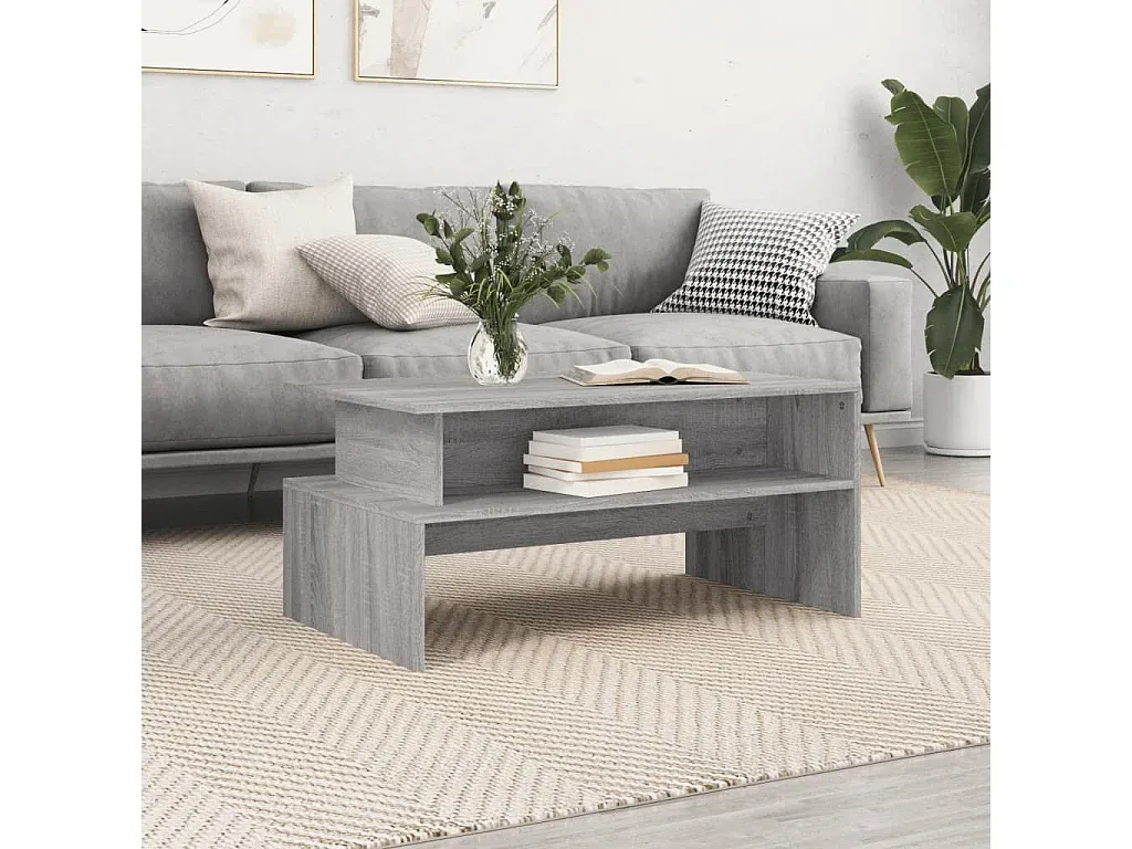 Moderner Grauer Couchtisch aus Holzwerkstoff