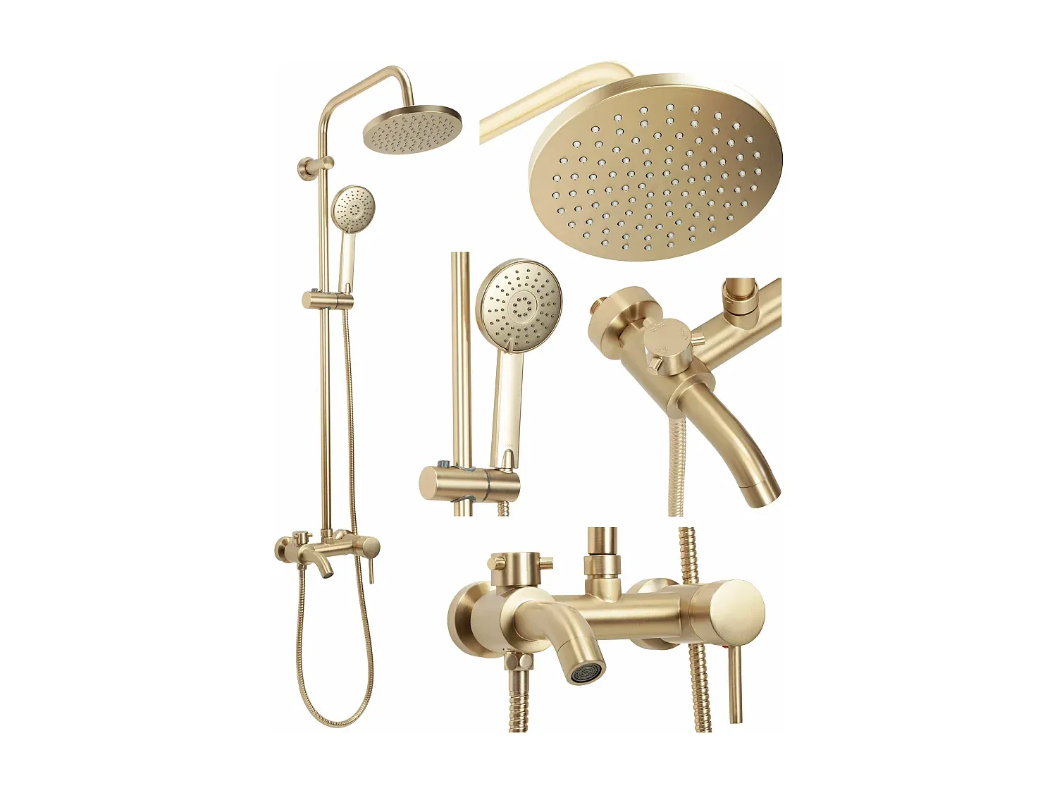 Elegantes Duschset in gebürstetem Gold