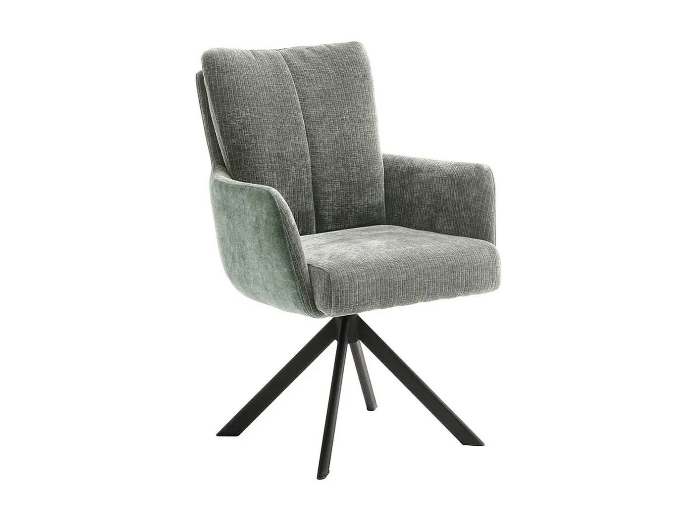 Esszimmerstühle mit Armlehnen, graugrün, Metallgestell, 2er-Set