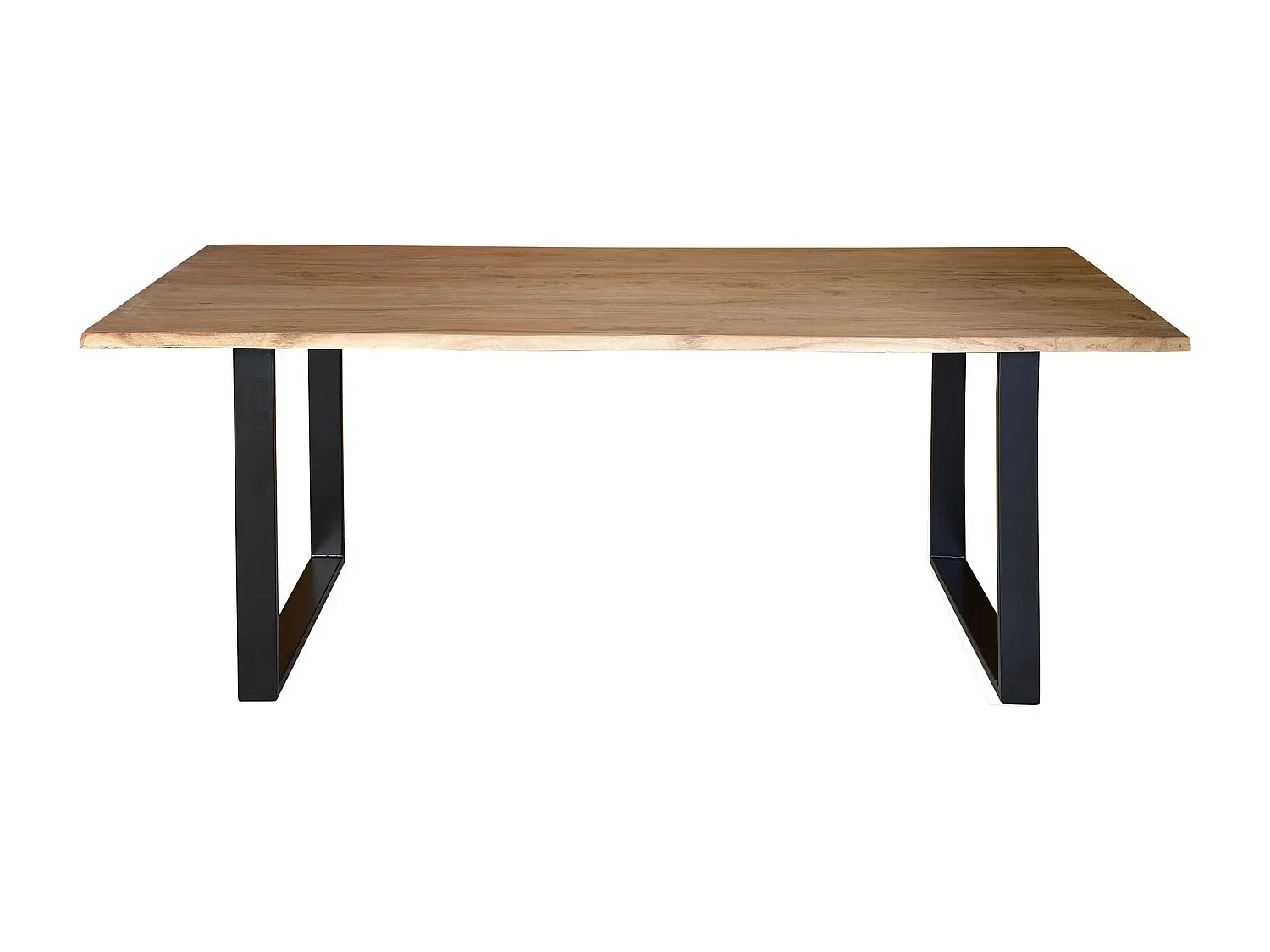 Esstisch aus Akazienholz mit schwarzen Metallbeinen, mehrfarbig, 76 x 90 x 160