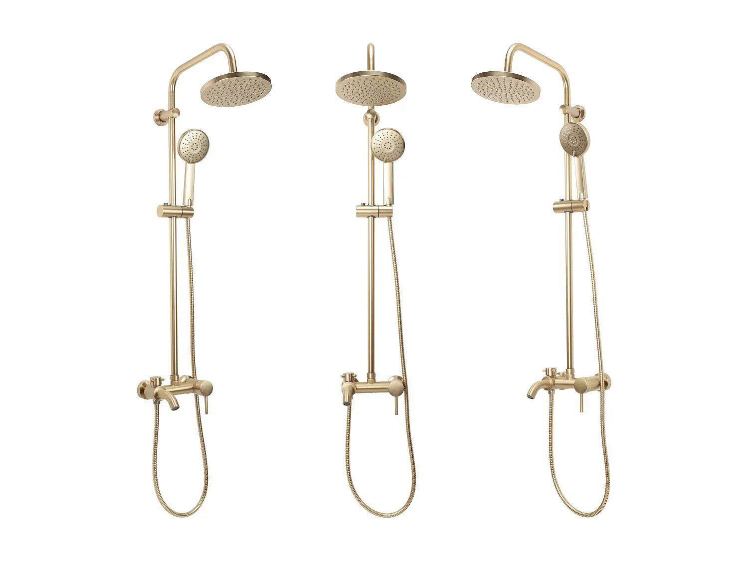 Elegantes Duschset in gebürstetem Gold