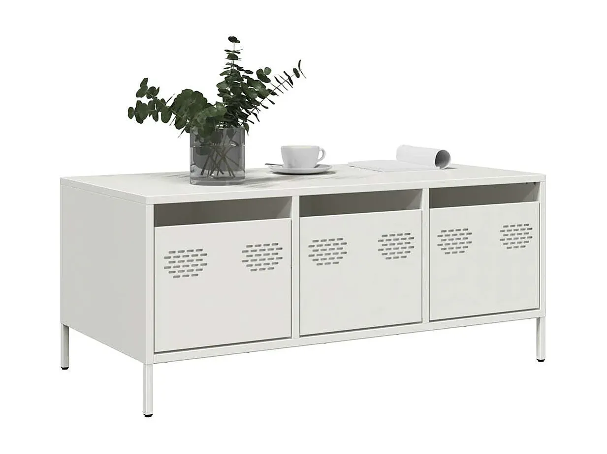 Moderner Wohnzimmertisch aus Stahl in Weiß