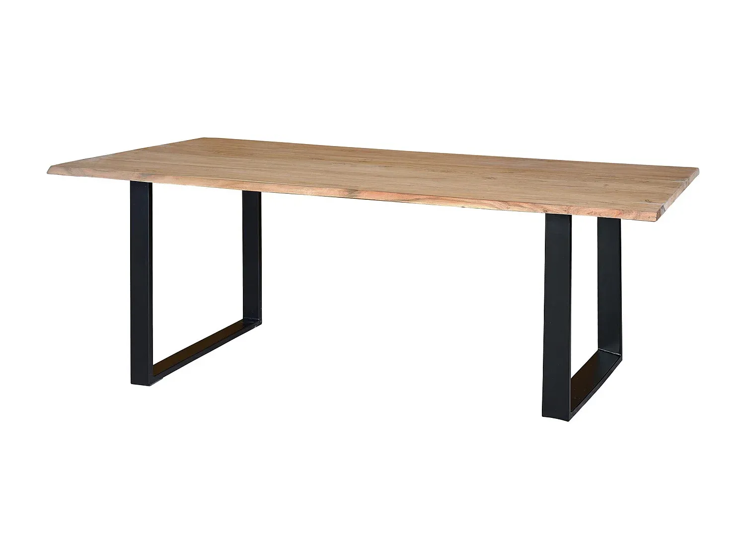 Esstisch aus Akazienholz mit schwarzen Metallbeinen, mehrfarbig, 76 x 90 x 160