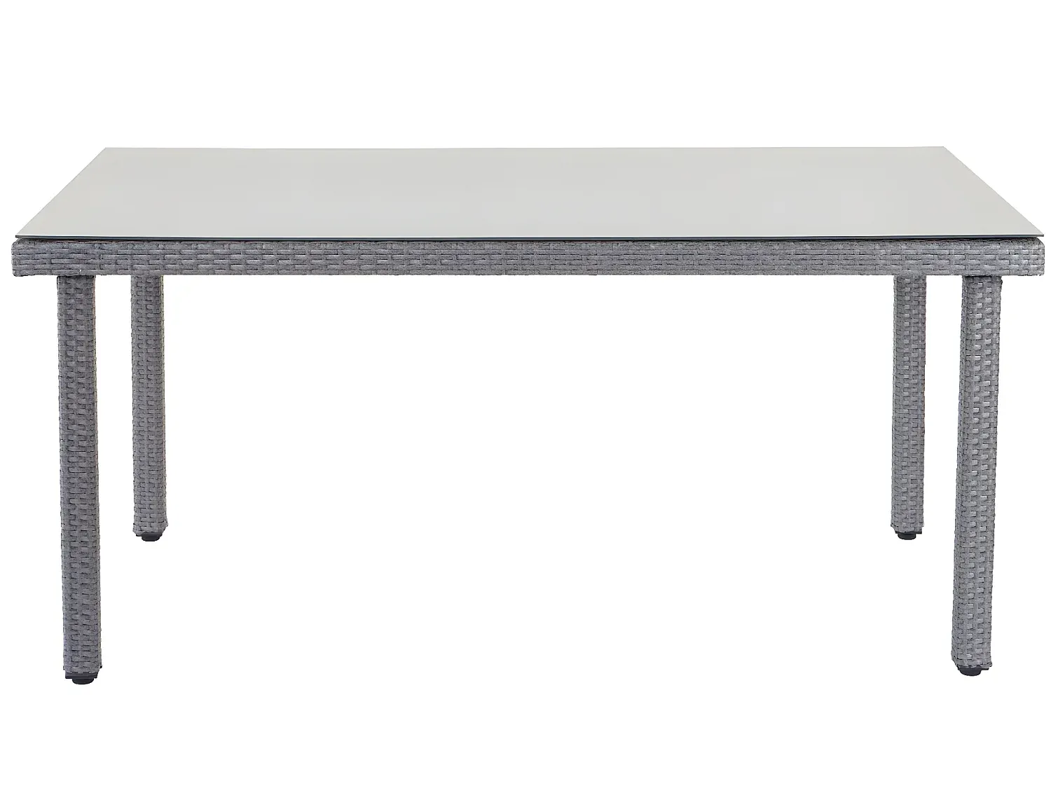 7-teilige Gartenmöbel aus Polyrattan, Grau mit Creme-Kissen