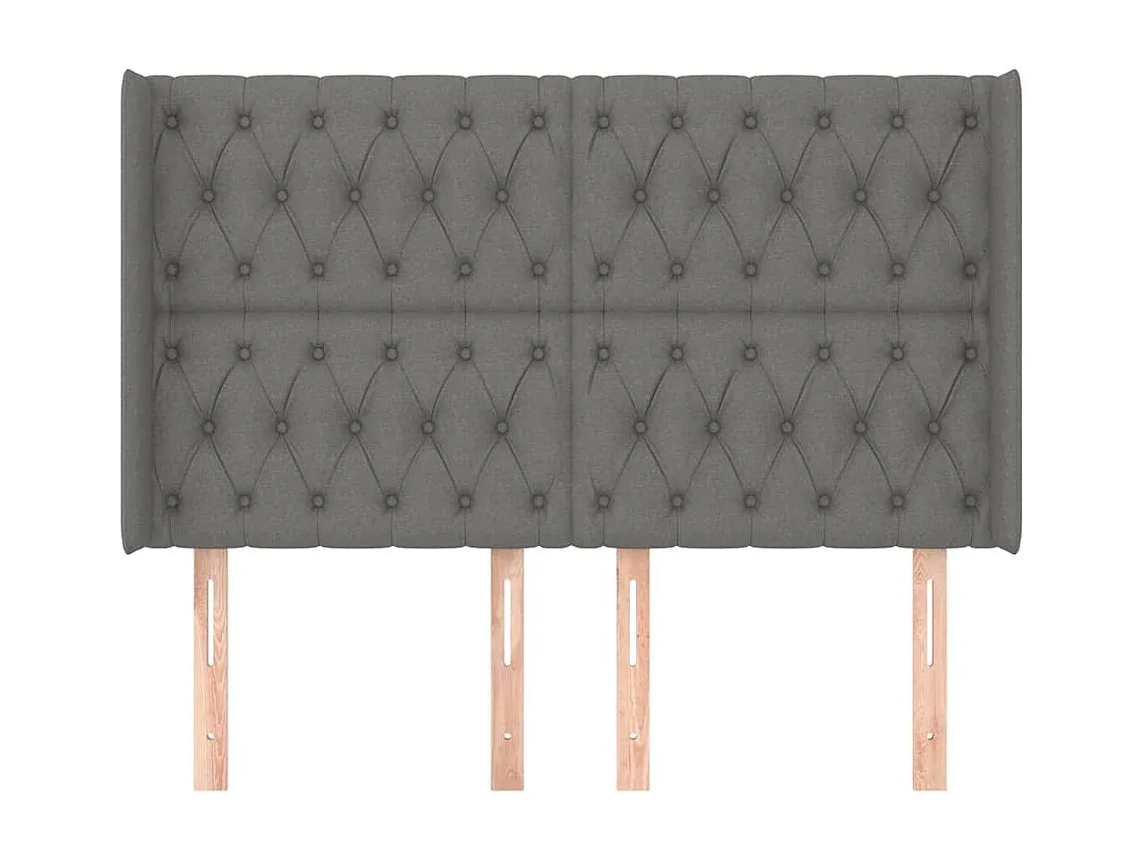 Stoff-Kopfteil mit Ohren Dunkelgrau 147x16x118/128 cm