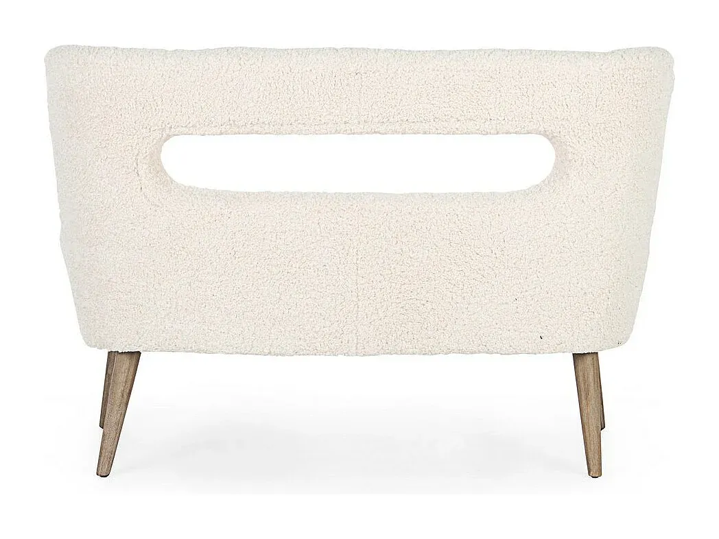 Weißes Wollsofa mit Kautschukholzbeinen