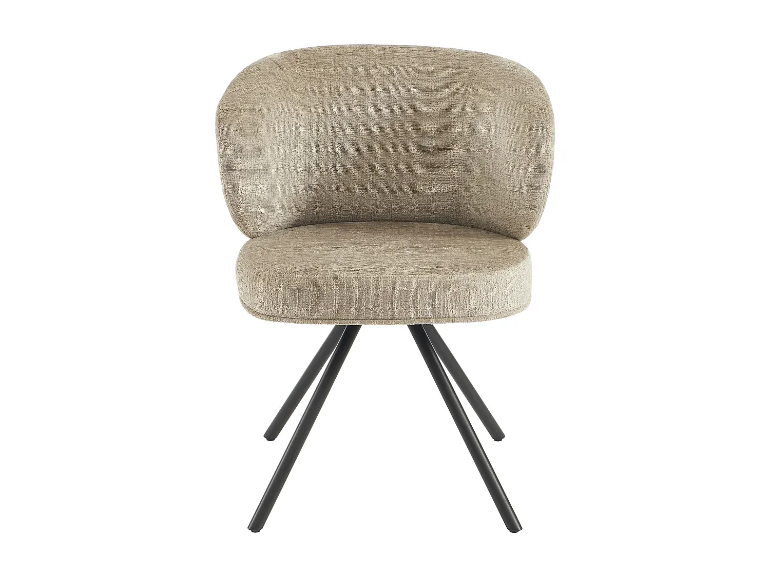 Drehbare Stoffstühle mit schwarzem Metall, 6er-Set, Taupe