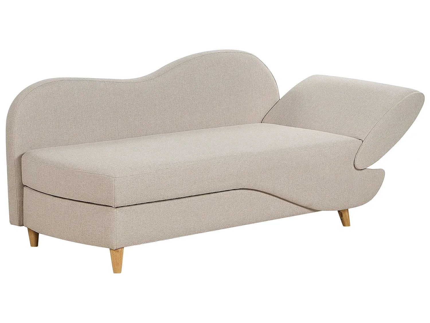 Beige Chaiselongue in Leinenoptik mit Stauraum rechts