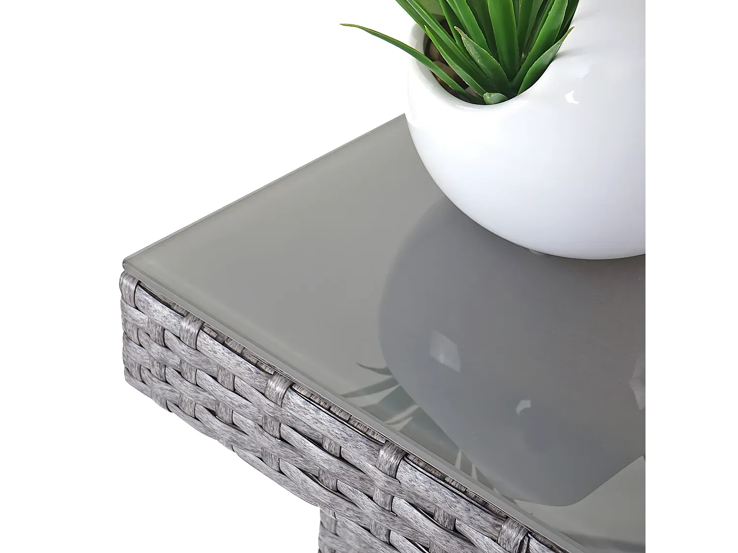 7-teilige Gartenmöbel aus Polyrattan, Grau mit Creme-Kissen