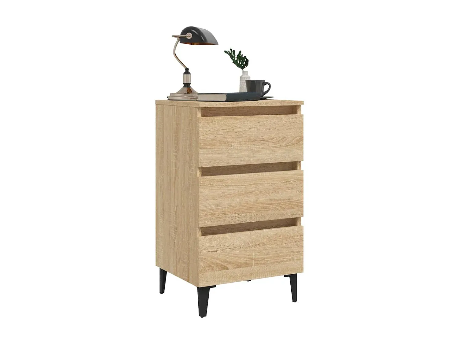 Moderner Nachttisch aus Sonoma-Eiche mit Metallbeinen